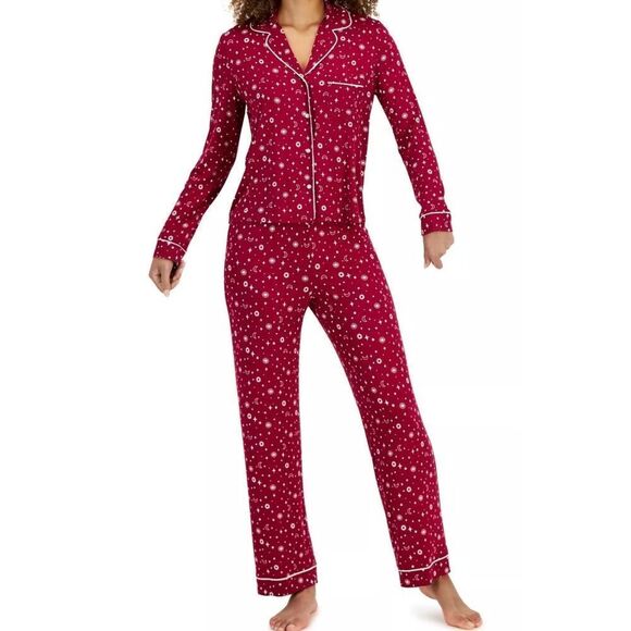 Jenni NWT size XXL pajama set maroon moon and stars - Picture 1 of 14